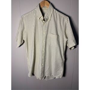 L.L. Bean Mens Shirt Striped Button Up Pocket Short Sleeve Size 15.5